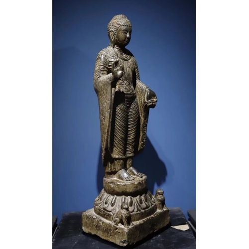 20379 - A Chinese stone sculpture, 14TH Century earlier Pr. Collection of NARA private gallary. Size:(H100CM... 