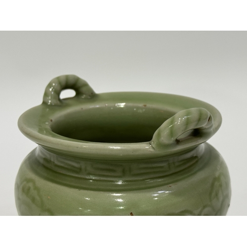 20383 - A Chinese celadon censor, Ming Daynasty Pr.  Size:(Height10cm, Mouth Diameter10.5cm) Condition:(Good... 