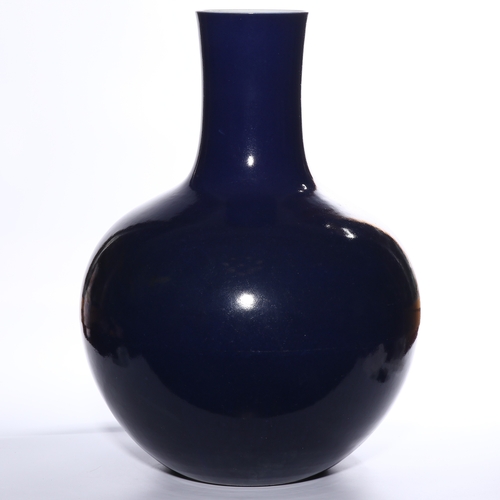 20387 - A Chinese Blue ball vase, Qian Long Pr.  Size:(Height57cm, Mouth Diamter13.5cm) Condition:(Good Cond... 