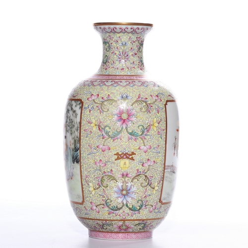 20413 - A Chinese Famille Rose vase, Qing Daynasty Pr.  Size:(Height20.5cm, Mouth Diamter5.5cm) Condition:(G... 