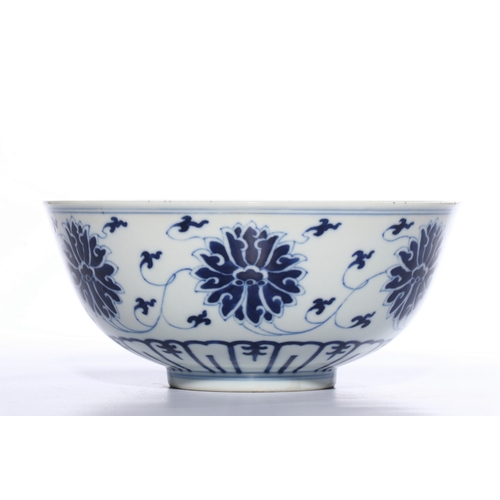 20417 - A Chinese Blue&White bowl, Qing Daynasty Pr.  Size:(Height8.5cm, Mouth Diamter18.8cm) Condition:(Goo... 