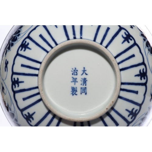 20417 - A Chinese Blue&White bowl, Qing Daynasty Pr.  Size:(Height8.5cm, Mouth Diamter18.8cm) Condition:(Goo... 