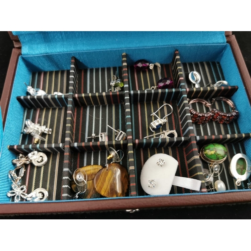 108 - Box Containing Mostly Silver Gem Set Earrings