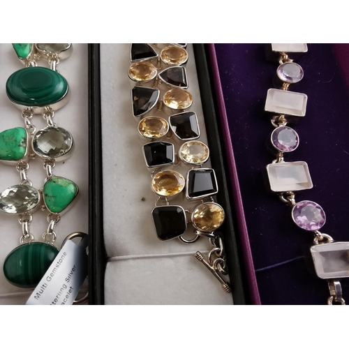 113 - 3 New 925 Silver Necklaces inc Malachite, Citrine & Amythyst