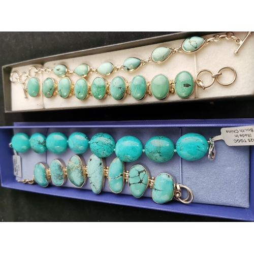 114 - 4 New 925 Silver Turquoise Bracelets & 925 Turquoise Pendant