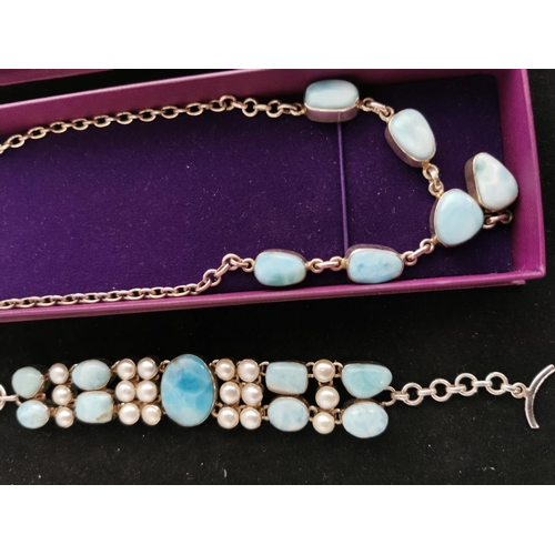 115 - Matching Pearl & Amythyst Necklace & Bracelet Set & 925 Silver Laramar & Pearl Necklace, Bracelet Se... 