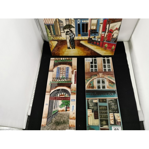 60 - Set of 3 New Benaya Paris Street Scene Tiles