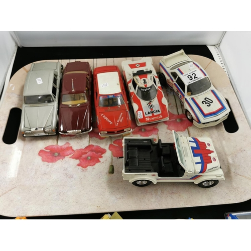 92 - Tray of 10 Larger Scale Diecast Cars inc. Burago & Polistil