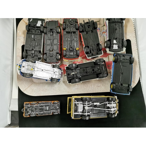 92 - Tray of 10 Larger Scale Diecast Cars inc. Burago & Polistil