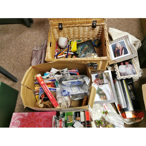 40 - Box Of Stationery Items And A Basket Of Odds