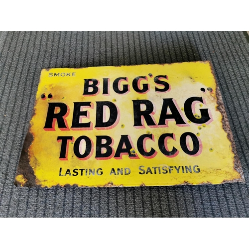 56 - Rare Biggs Red Rag Tobbaco Enamel Sign Double Sided