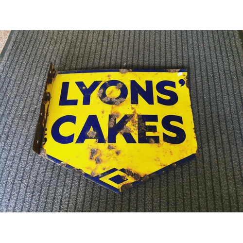 57 - Rare Lyons Cakes Enamel Sign Double Sided