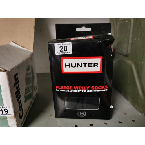 20 - Boxed As New Mens Hunter Fleeced Wellie Socks Size 9 - 11