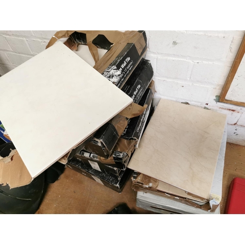 43 - Large Quantity Of Unused Tiles 5 Boxes White 2 Boxes of Cream 250mm x 330mm