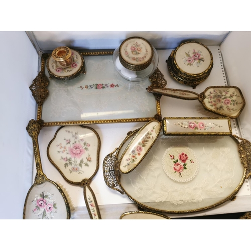 106 - Two Good Embroided Dressing Table Sets