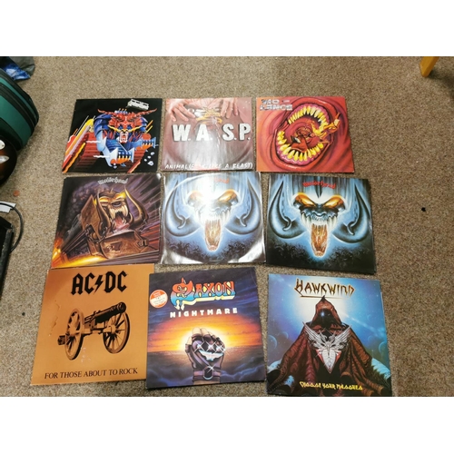 139 - Box Full Of Classic Heavy Metal Records Inc Motorhead AC/DC, Saxon, Anthrax