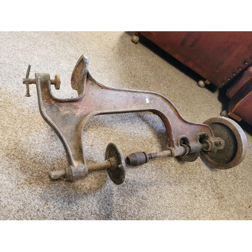 16 - Good Heavy Duty 1930's Pillar Drill With Clamp To Attach To Bench