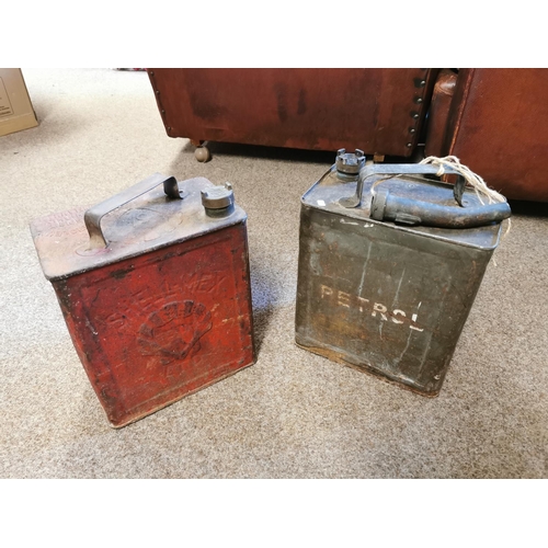 31 - Two Vintage Shell- MEX Petrol Cans One Dated 1942, One With Rare Original Spout Both With Original L... 