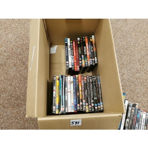 591 - Box Containing a Large Quantity Of Modern DVD's