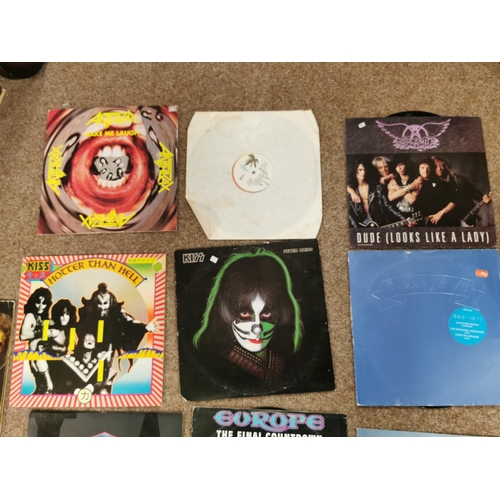 242 - Quantity Of 16 Heavy Metal Vinyl Records Inc Anthrax, Kiss & Motley Crew