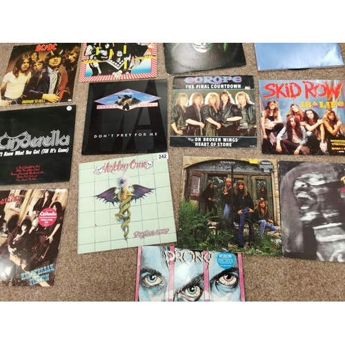 242 - Quantity Of 16 Heavy Metal Vinyl Records Inc Anthrax, Kiss & Motley Crew