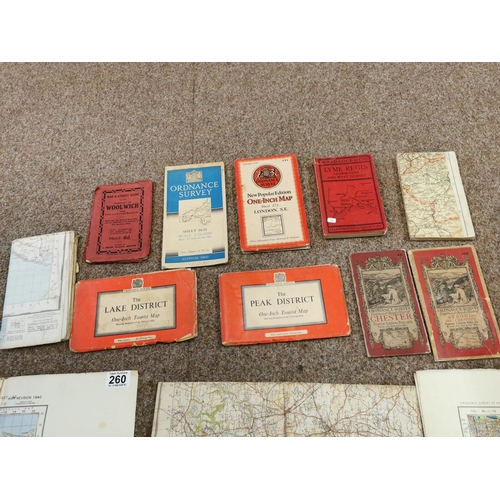 260 - Quantity Of Vintage Maps Inc Early Lake And Peak District And 1930's War Office Maps