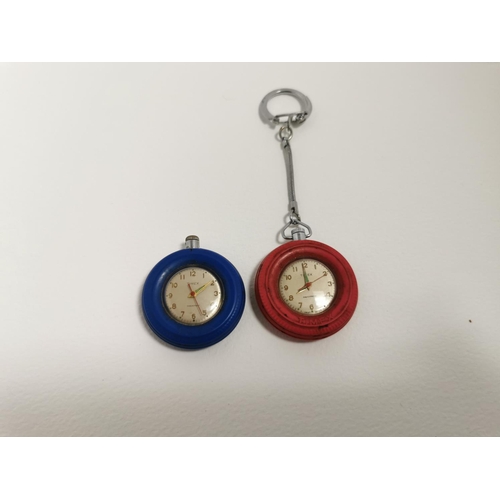 266 - Pair Of Vintage Timex St Christopher Tyre Formed Pocket Watches