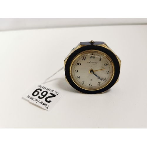 269 - Vintage Collectable Looping 15 Jewel Travel Alarm Clock With Swiss Movement