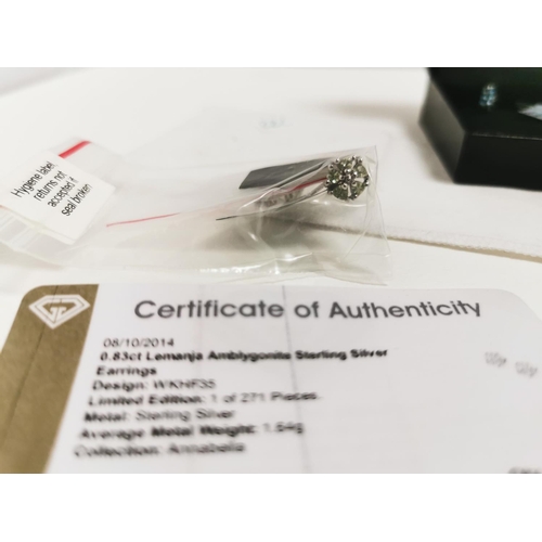 272 - Quantity Of Four Pairs Of New And Unused Earrings One With A COA, Bolder Opal, Blue Topaz & Amblygon... 