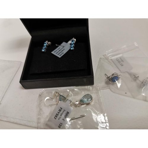 272 - Quantity Of Four Pairs Of New And Unused Earrings One With A COA, Bolder Opal, Blue Topaz & Amblygon... 