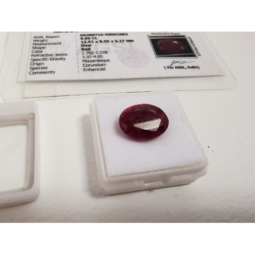 278 - Large Gem Cut Ruby 9ct From Mozambique With A COA