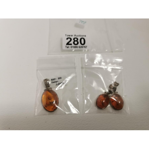 280 - New 925 Silver Pendant & Earring Set