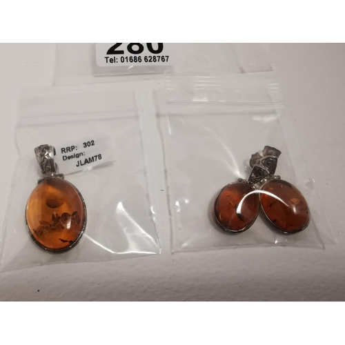 280 - New 925 Silver Pendant & Earring Set