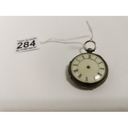 284 - Hallmarked Silver Small Fob Watch With An Interesting Movement Marked Newtown Joseph Osborne, London... 