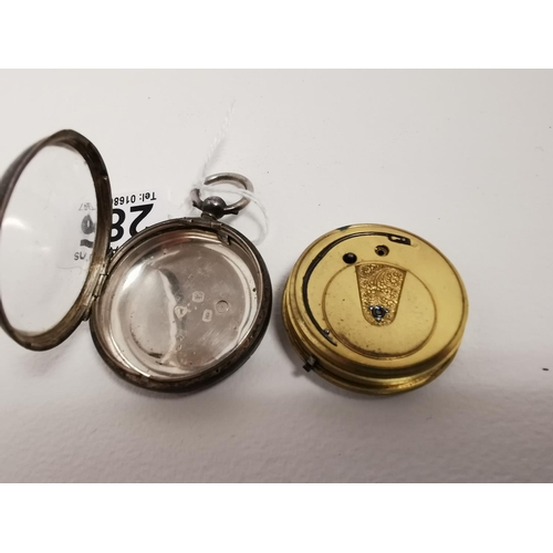 285 - Rare Masonic Picture Dial Hallmark Silver Pocket Watch, Quality Verge Fusee Movement Missing Its Fly... 