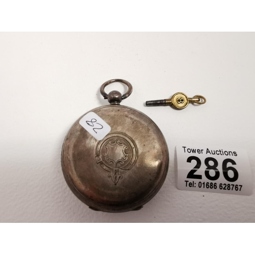 286 - Good Quality 925 Silver Hall Marked Pocket Watch By Benjamin Pearce Of Coventry House Machynlleth, L... 
