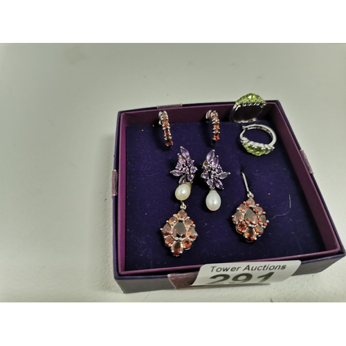 291 - Four Pairs Of New And Unused Gemstone Earrings Including Amethyst & Peridot