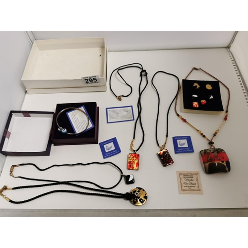 295 - Large Quantity Of New Murano Glass Jewellry Inc Multiple Pendant Necklaces Earrings And A 925 Bracle... 