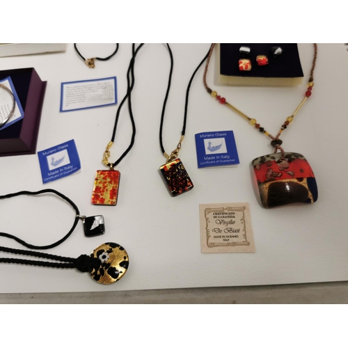 295 - Large Quantity Of New Murano Glass Jewellry Inc Multiple Pendant Necklaces Earrings And A 925 Bracle... 
