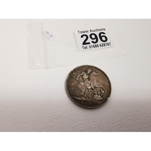 296 - Victorian Silver Crown Dated 1893