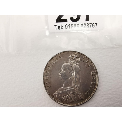 297 - Victorian Silver Crown Dated 1889 In Good Condition