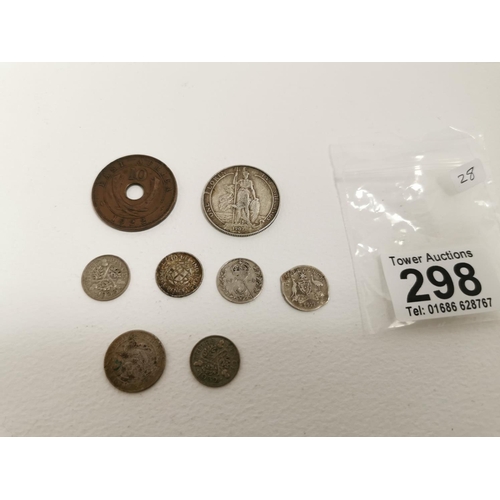 298 - Quantity Of 6 British Silver Coins And A Copper East Africa Coin