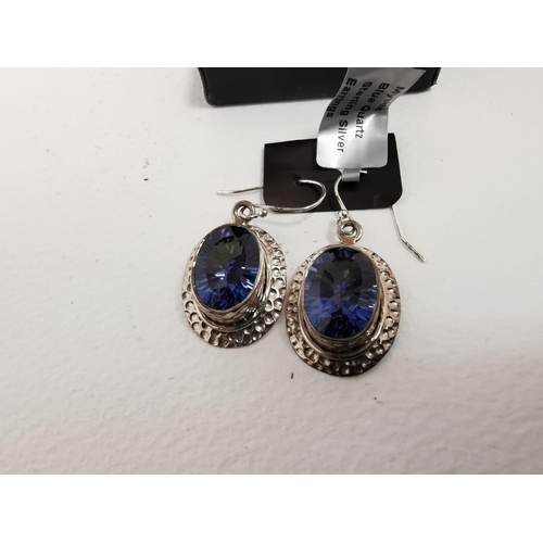 301 - New and Unused Mystic Blue Quartz And 925 Silver Earrings