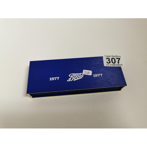 307 - Centenary Cased Parker Pen Marked Boots 1877 - 1977