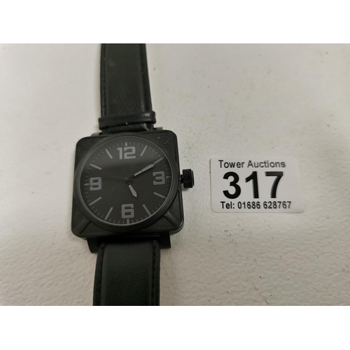 317 - Black Gents Automatic Watch By Kripple Watches