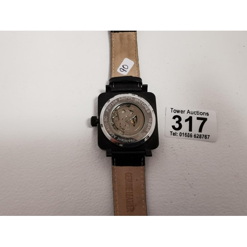 317 - Black Gents Automatic Watch By Kripple Watches