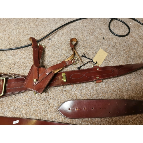 324 - Vintage Royal Artillery Officers Sam Browne Belt And Sword Holster With Large Quantity Of Royal Arti... 