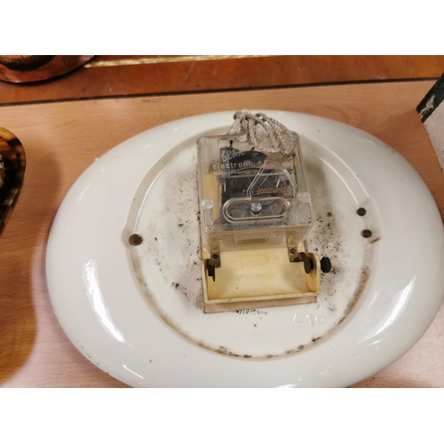 336 - Vintage Junghauns Electora Ceramic Wall Clock Good Early Quartz Movement Good Retro Design