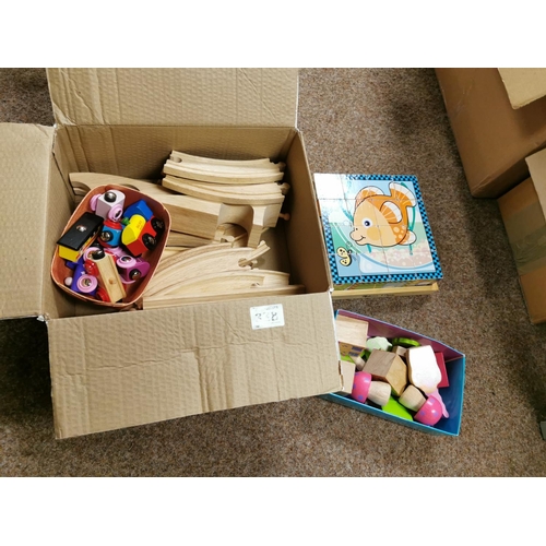 338 - Vintage Children's Picture Blocks And Wooden Train Set Etc