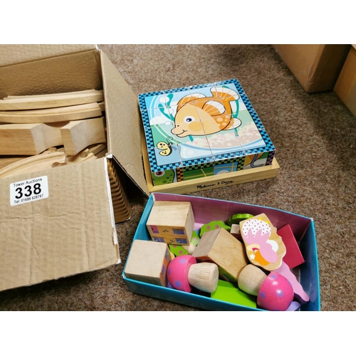 338 - Vintage Children's Picture Blocks And Wooden Train Set Etc
